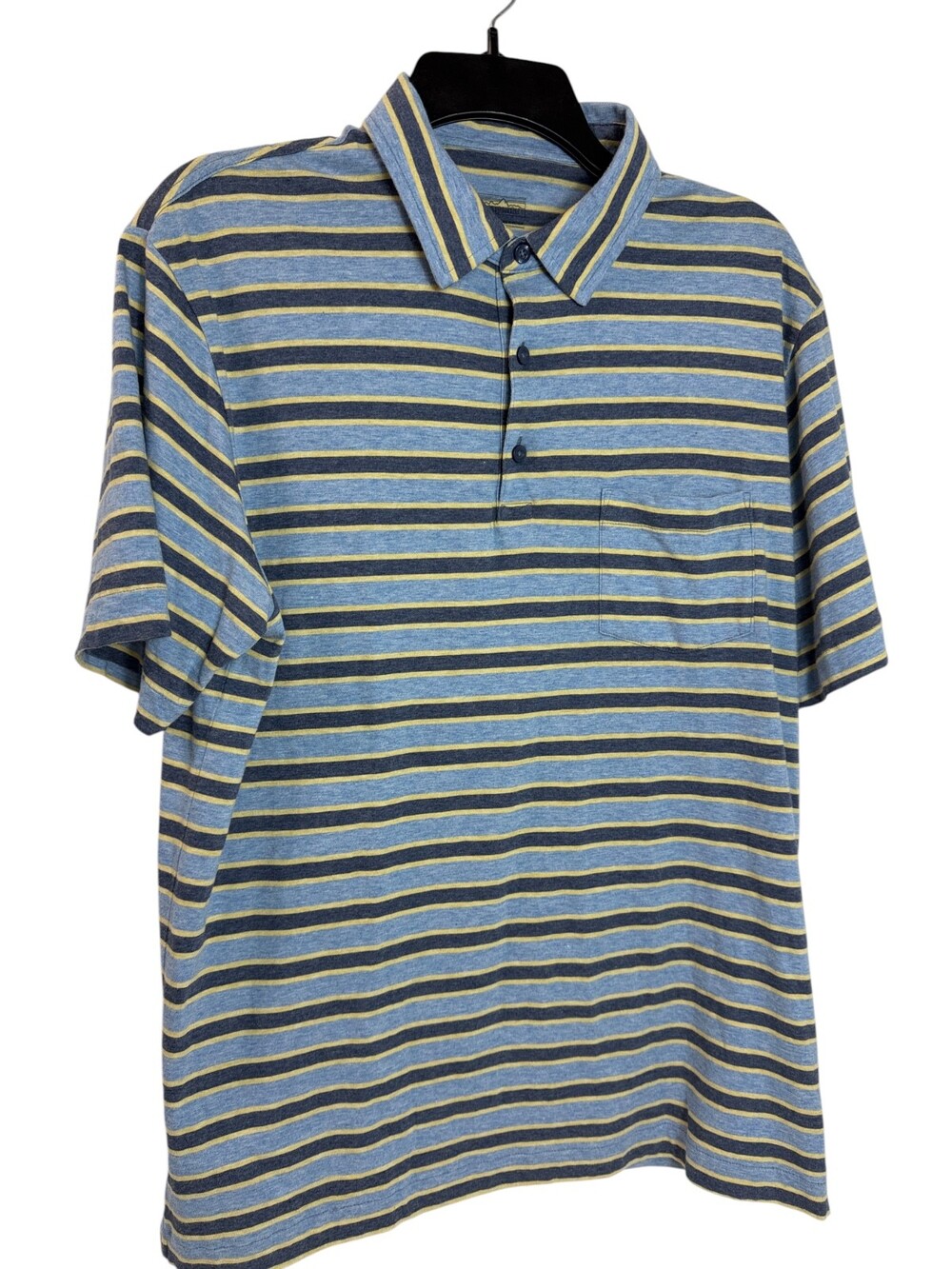 Patagonia Polo Shirt Mens Medium Striped Organic Cotton Pocket Casual